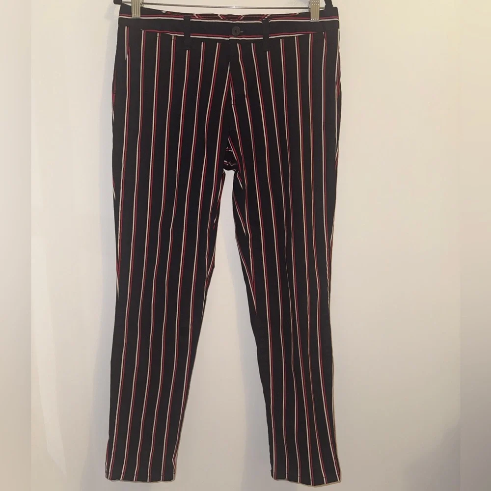 Tommy Hilfiger Striped Pants Women’s Size 10 Navy Red Cotton Stretch Trousers